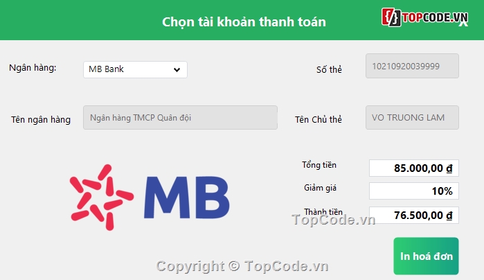 quản lý quán cà phê,Winforms,.NET,Đề án bài tập lớn,C#,Tích hợp QR